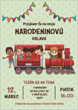 Pozvánka na detskú oslavu s vláčikom