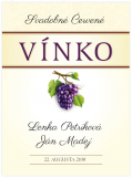 Etiketa svadobné červené vínko