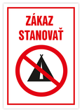 Samolepka zákaz stanovať